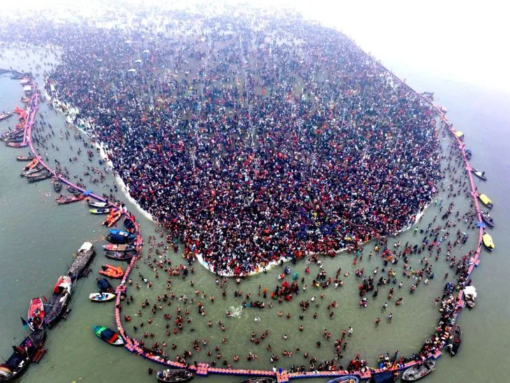 Devotee gathering at Kumbh Mela